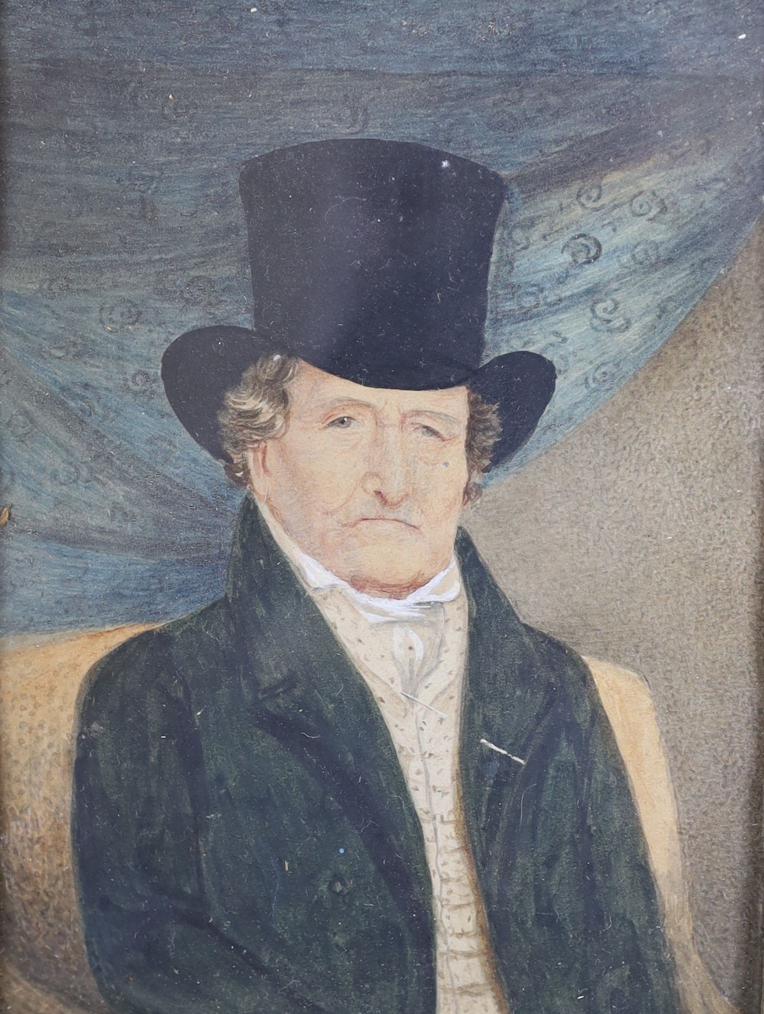 Miss Sarah Biffen (1784-1850), watercolour, Portrait of Samuel Williams Senior 1833, inscribed verso, 30 x 10cm